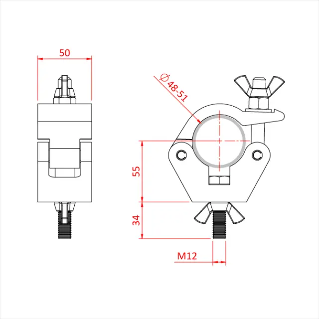Doughty T57200 Hook Cl. (M12X50 B&W) (M12X50 Bolt & Wingnut) 