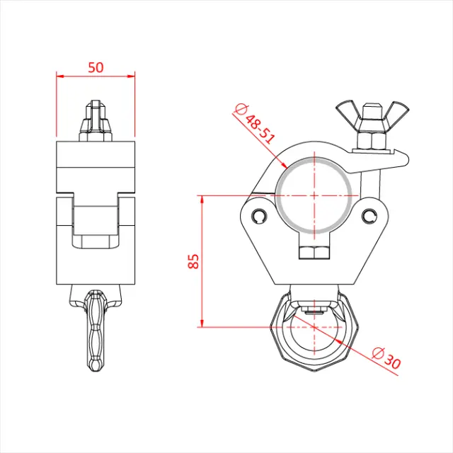 Doughty T57203 Hang. Cl. With Pink Eye Hanging Clamp With Pink Eye (750 Kg) 