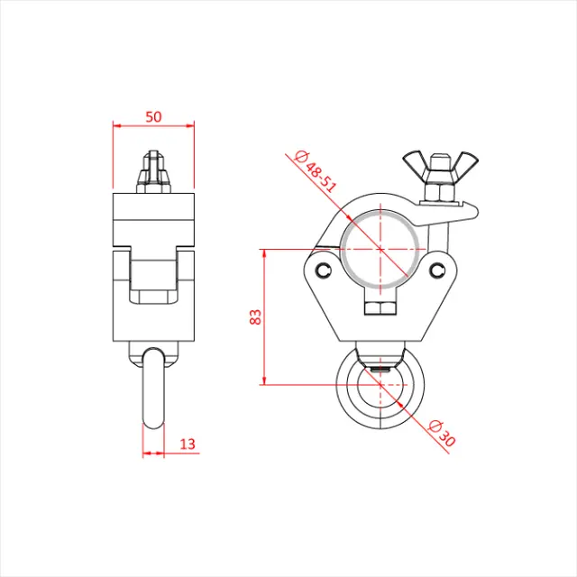 Doughty T57206 Hang. Cl. M12 Eye Hanging Clamp (M12 Eyenut - 340 Kg) B. 