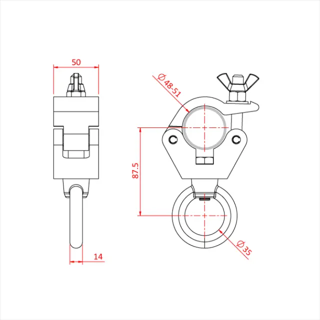 Doughty T57207 Hang. Cl. M12 Eye Hanging Clamp (M12 Eyenut - 500 Kg) 