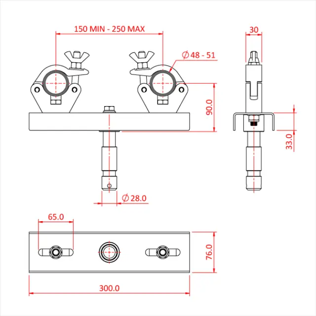 Doughty T57211 FIXED TRUSS ADAPTOR (200mm -400mm centres) 