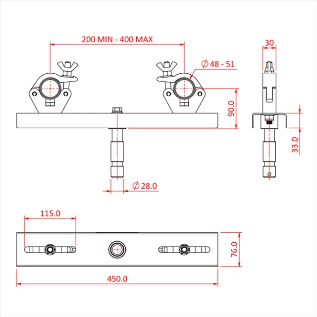 Doughty T57211 FIXED TRUSS ADAPTOR (200mm -400mm centres) 