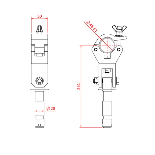 Doughty T57227 Artic. Big B. Sw. 29Mm Aluminiumsklemme for 48 mm til 51 mm 