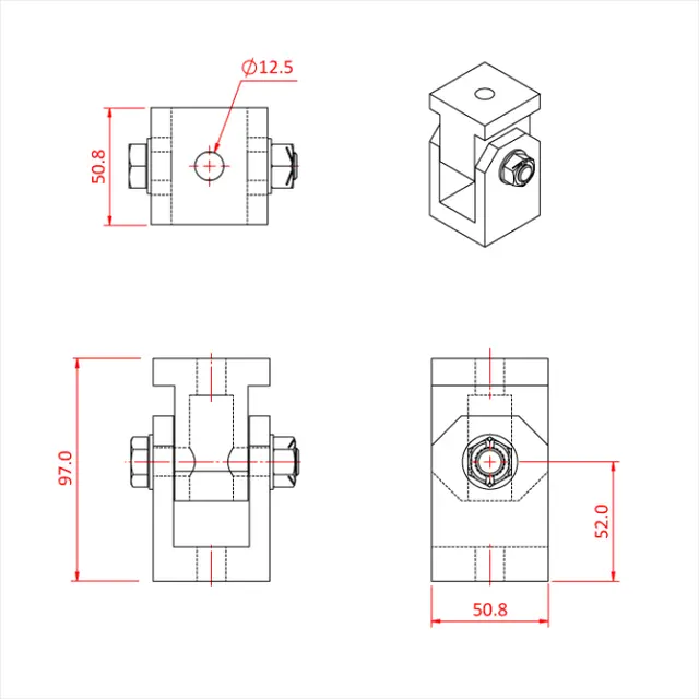 Doughty T57249 Pivot Hinge (No Clamps) Pivot Hinge Assembly (No Clamps) 