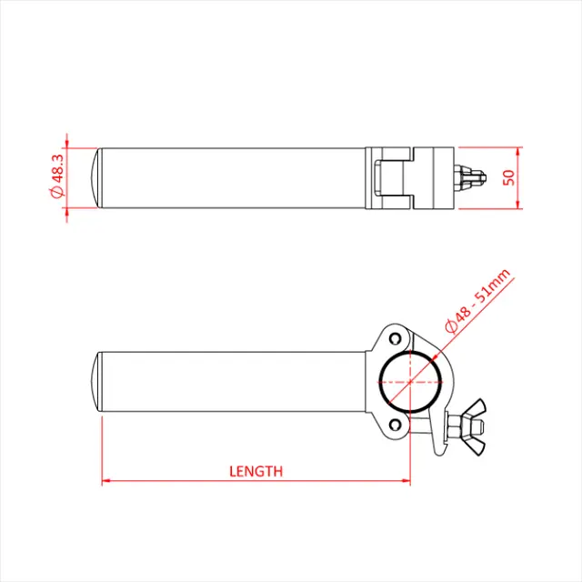 Doughty T57316 Bom arm 50 cm M/48mm Clamp 