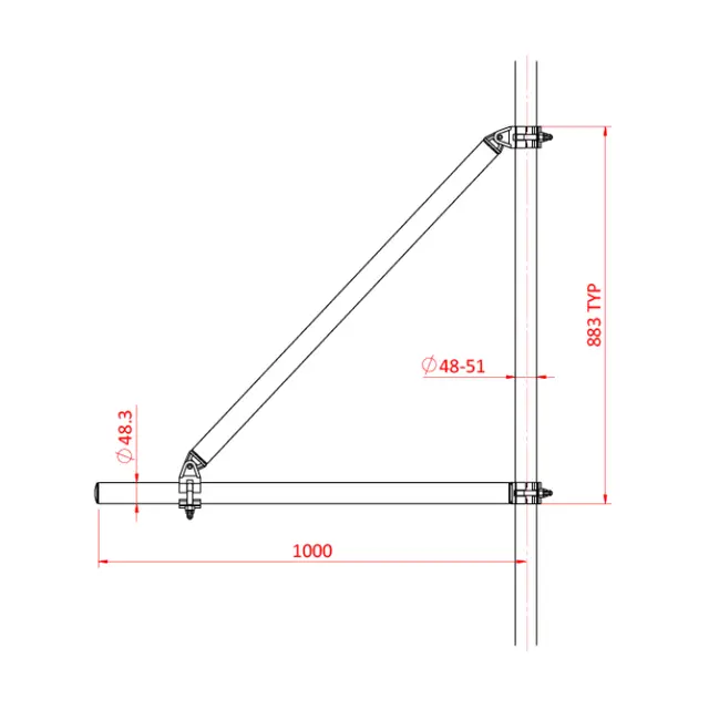 Doughty T5732801 BOOM ARM BRACE ONLY 1000mm (Black) 