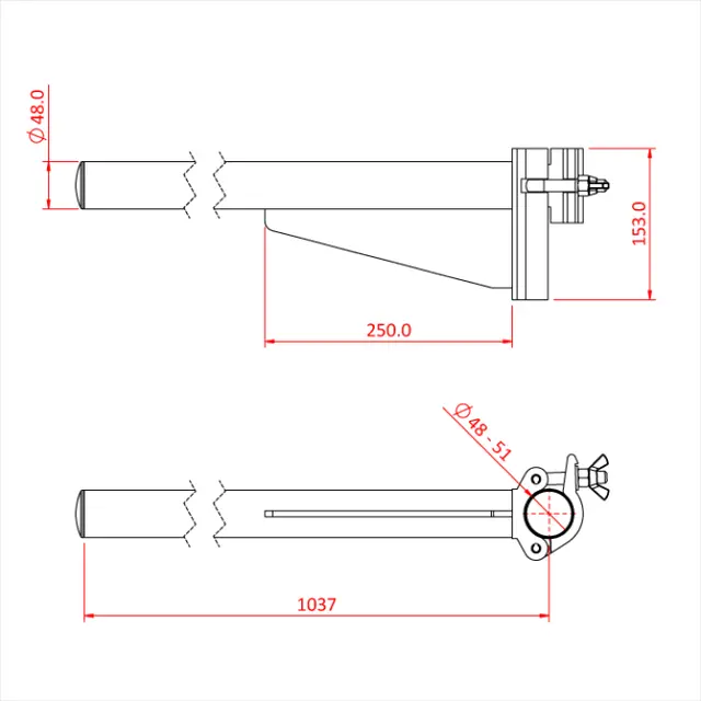 Doughty T57336 HEAVY DUTY BOOM ARM 1000mm (Black) 