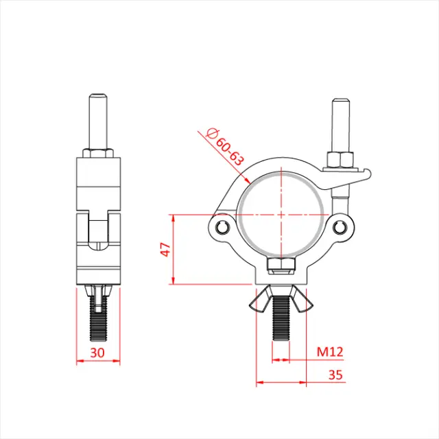 Doughty T57415 SLIMLINE MAMMOTH HOOK CLAMP (M10 x 35 bolt & wingnut) 