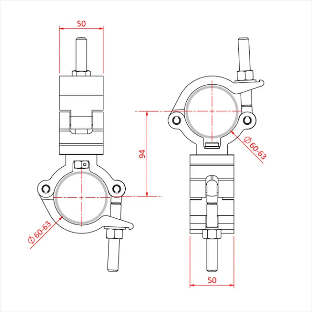 Doughty T57430 MAMMOTH CLAMP 90 deg. FIXED COUPLER 