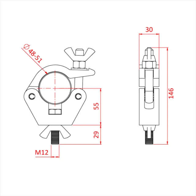 Doughty T58010 S/L Hook Cl. M12 Slimline M12 Bolt&Wing 