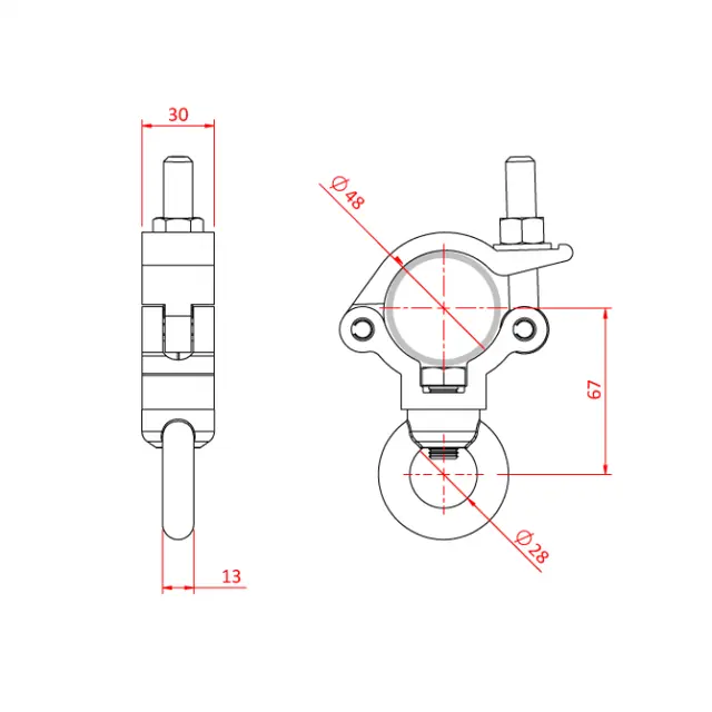 Doughty T58090 L/W S/L Clamp M12 Eyenut L/W Slimline Hanging Clamp M12 Eyenut 