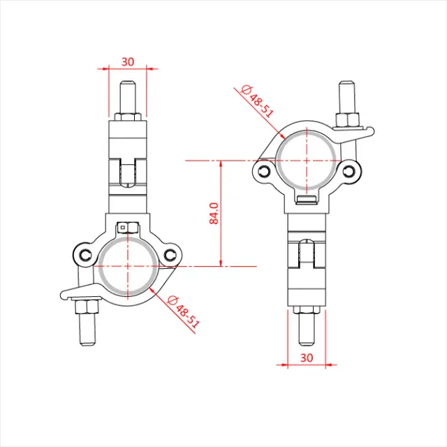 Doughty T58099 Slimline swivel coupler 48-51mm, 300kg Black 