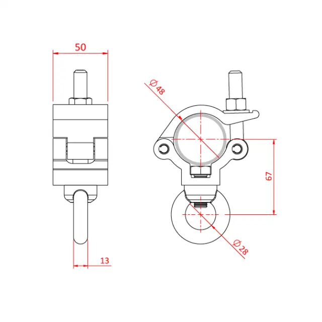 Doughty T58119 L/W Clamp M12 Eyenut L/W Hanging Clamp (M12 Eyenut) (Black) 