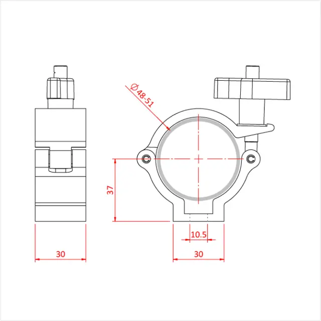 Doughty T5812201 Super Lightweight Half Coupler Black 48-51mm 