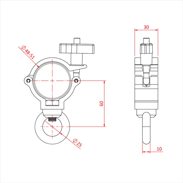 Doughty T5812401 Super L/W Hang. Cl. M10 Super L/W Hanging Clamp (M10 Eyenut) B. 