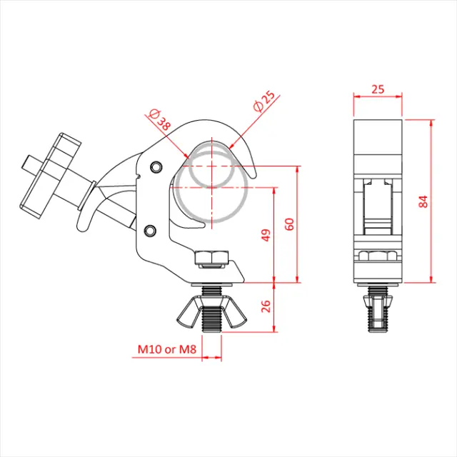 Doughty T58151 Baby Q/T Clamp M10 Baby Q/T Clamp M10 Nut&Bolt 