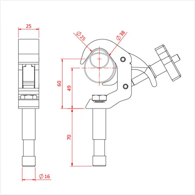 Doughty T58156 Baby Q/T Beamer Baby Q/T 'Beamer' (16Mm Lighting Pin) B. 