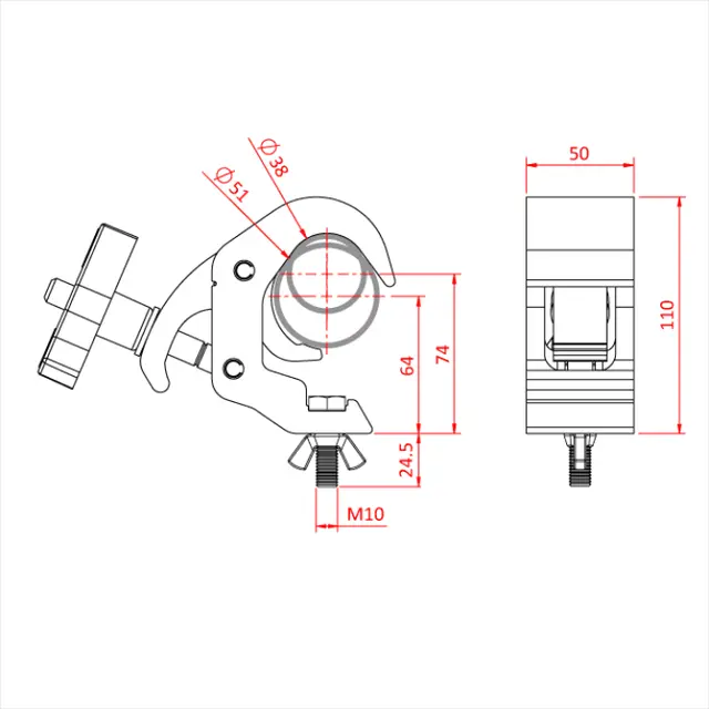 Doughty T58206 Q/T Cl. Hook Clamp Q/T Clamp M12X50 Bolt&Wing 