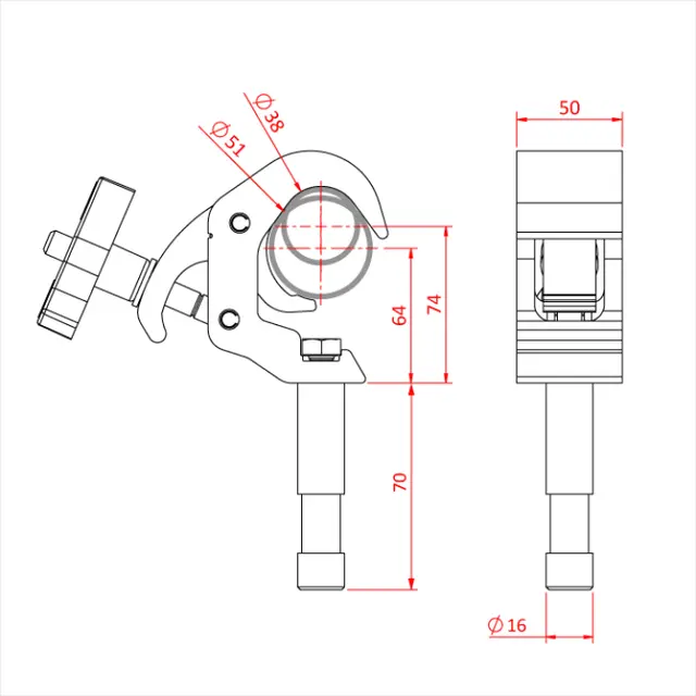 Doughty T58225 Q/T Beamer Q/T Beamer ( With 16Mm Lighting Pin) 