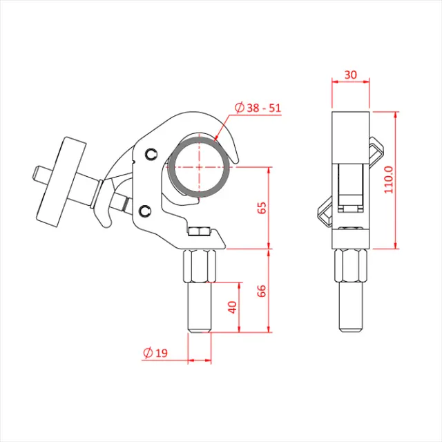 Doughty T58320 Q/T S/L Little Clamp Q/T Slimline Little T Clamp 19Mm Spigot 