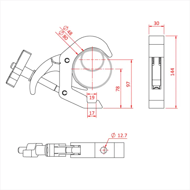 Doughty T58500 TITAN QUICK TRIGGER SLIMLINE CLAMP 100kg 48-80mm 