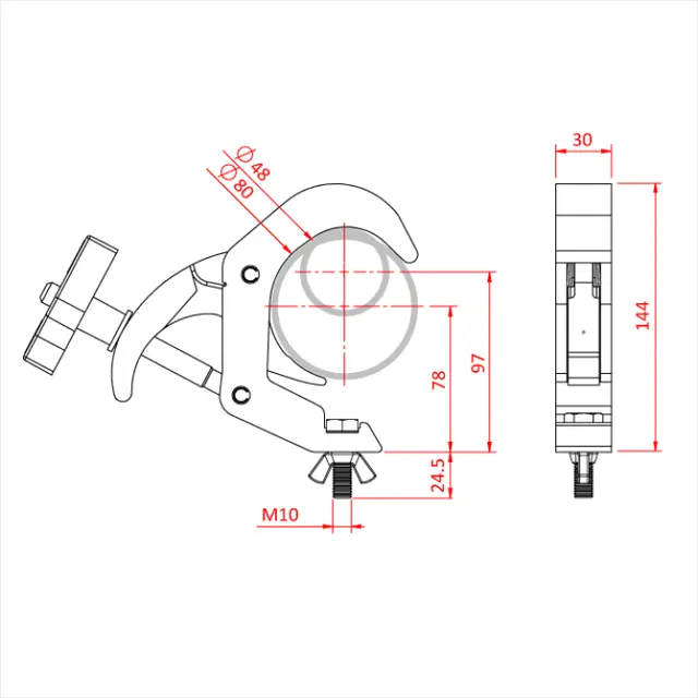 Doughty T58506 Titan Q/T S/L Hook Cl. Titan Q/T Slimline M12X50 B&W 