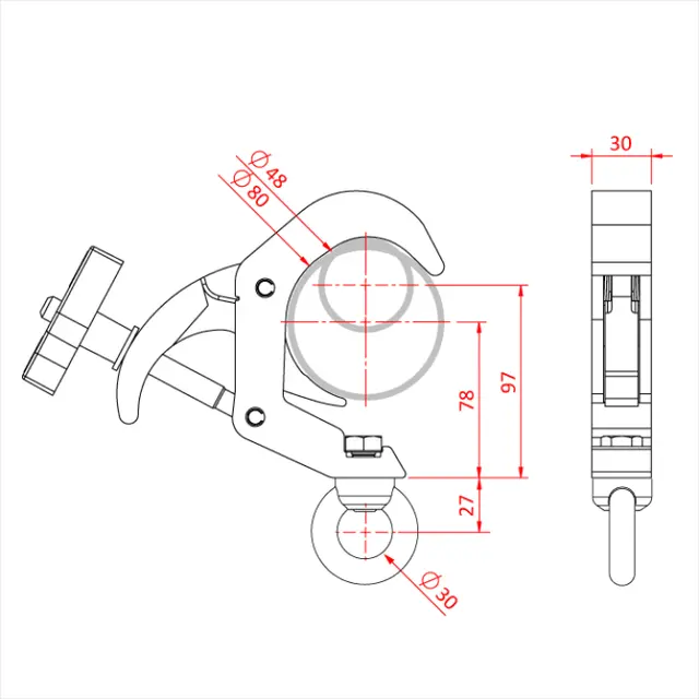 Doughty T58515 Titan Q/T Slim Hang. Cl. Titan Q/T Slim Hang. Clamp M12 Eye.340Kg 