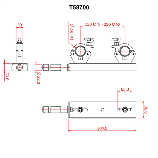 Doughty T58700 LADDER TRUSS ADAPTOR 150mm-250mm CENTRES 