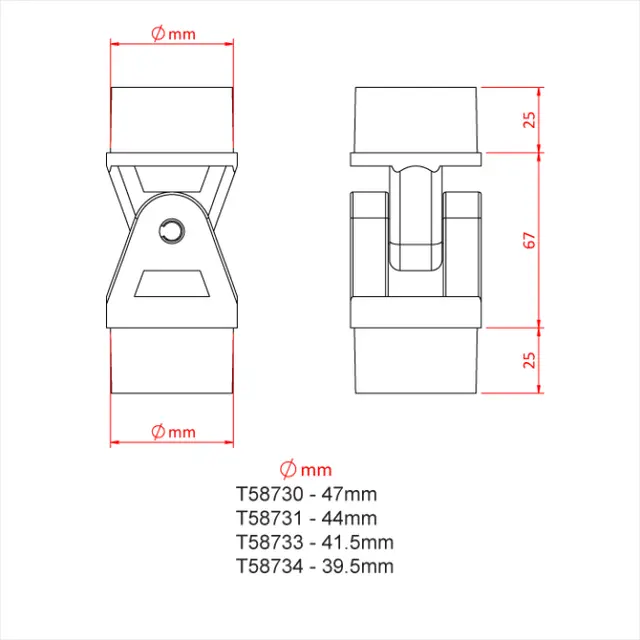 Doughty T58733 ROUND SHANK KNUCKLE JOINT 41.5mm 