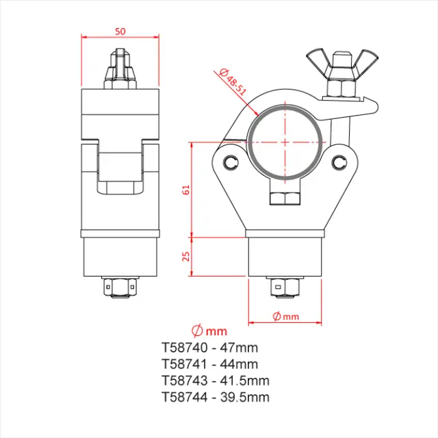 Doughty T58741 FINIAL COUPLER C/W FIXED 44mm PLUG 