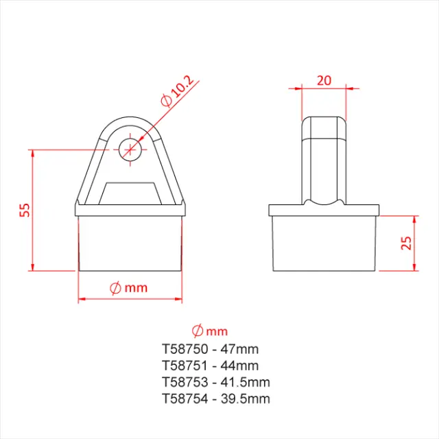 Doughty T58753 ROUND SHANK PIVOT PLUG 41.5mm 