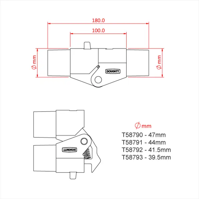 Doughty T58792 Locking elbow 41,5mm plugg (innvendig rør) 
