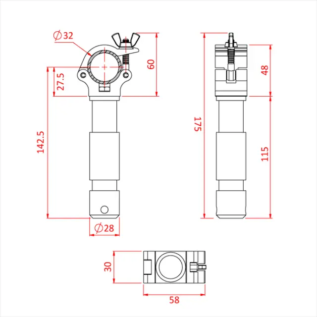 Doughty T5885601 Atom Big Clamp Atom Big Ben Cl. Suit 1 1/4" 29Mm Spigot 