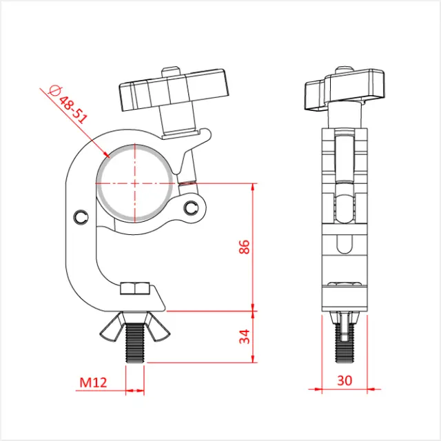 Doughty T5886101 Trig. Cl. Hook Clamp Trigger Clamp M12X50 B&W 