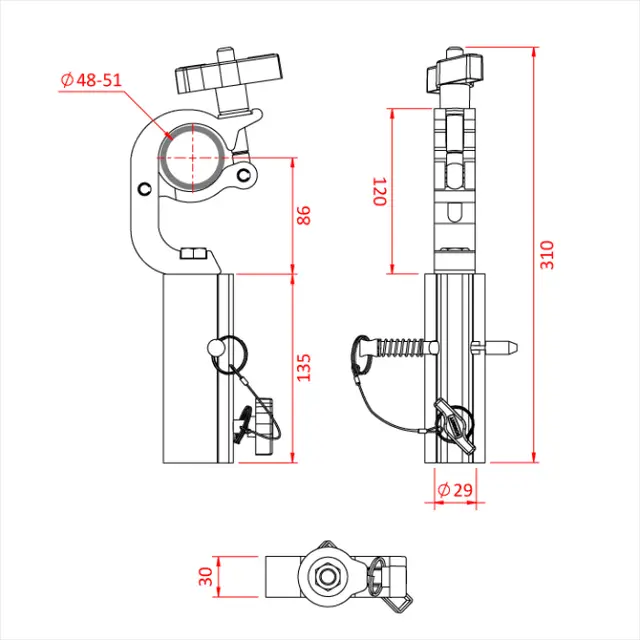 Doughty T5886901 Trigger Tv Clamp Trigger Tv Clamp (Black) 