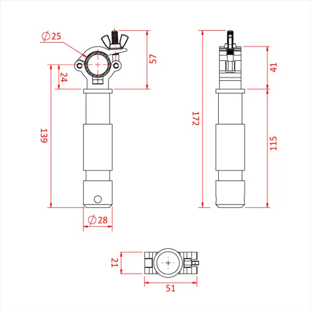 Doughty T58896 Atom Big Cl. Suit 1" Atom Big Ben Clamp Suit 1" 29Mm Spigot 