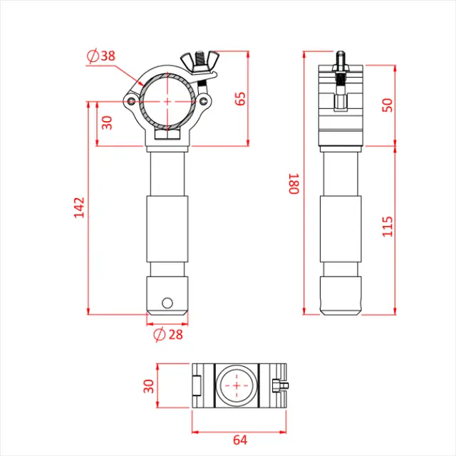 Doughty T5899601 Atom Big Clamp Atom Big Ben Cl. Suit 1 1/2" 29Mm Spigot 