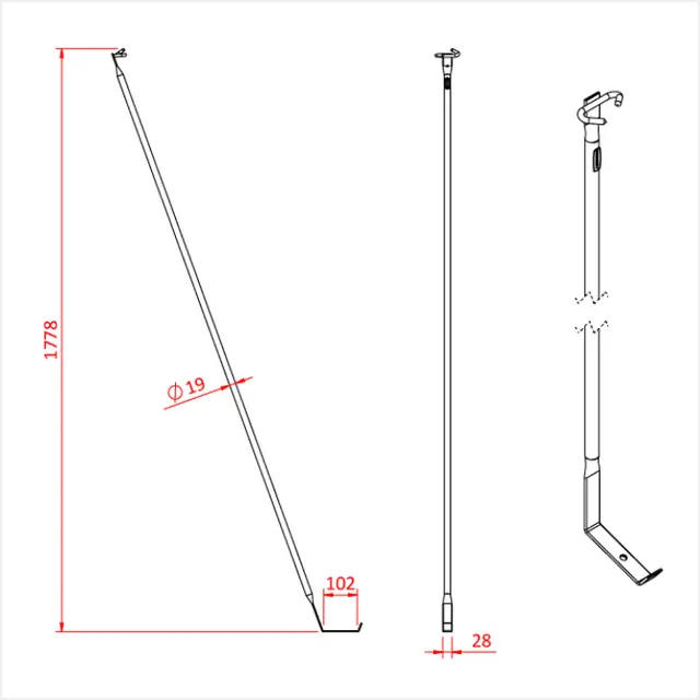 Doughty T60600 FIXED STAGE BRACE 2.0 metre 