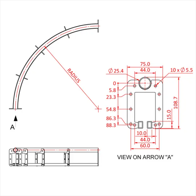 Doughty T63733 SIX TRACK 0.6 METRE 90 DEGREE RADIUS TRACK SECTION 
