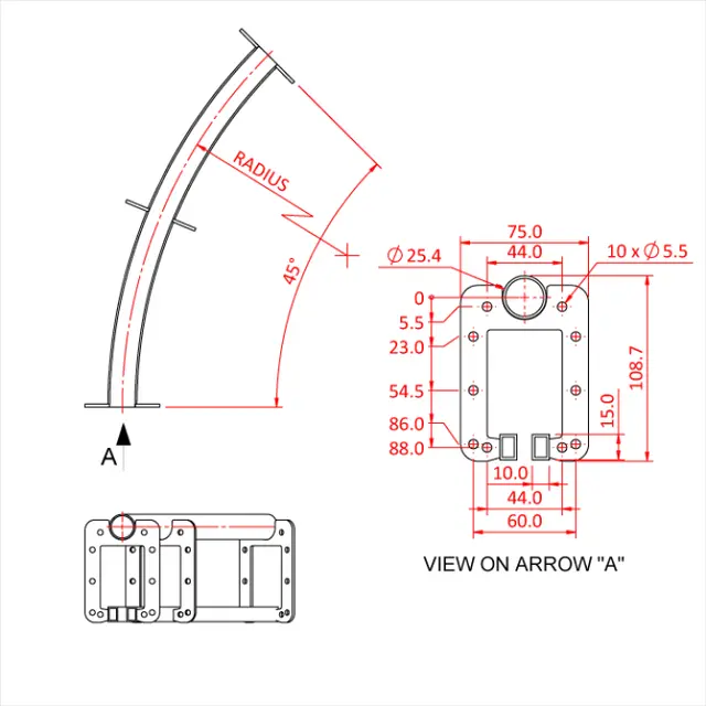 Doughty T63737 SIX TRACK 1 METRE 45 DEGREE RADIUS TRACK SECTION 