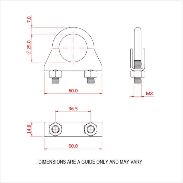 Doughty T63749 TOP RAIL TRACK (29MM U BOLT) 