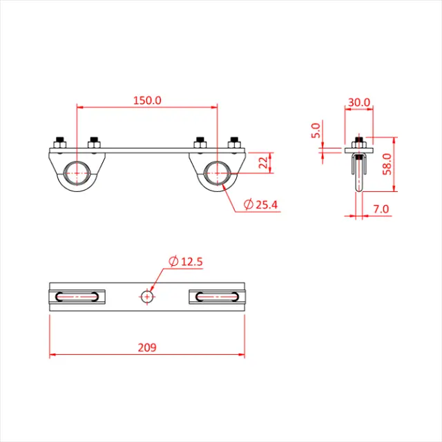 Doughty T63754 PARALLEL BRACKET (150mm centres) 