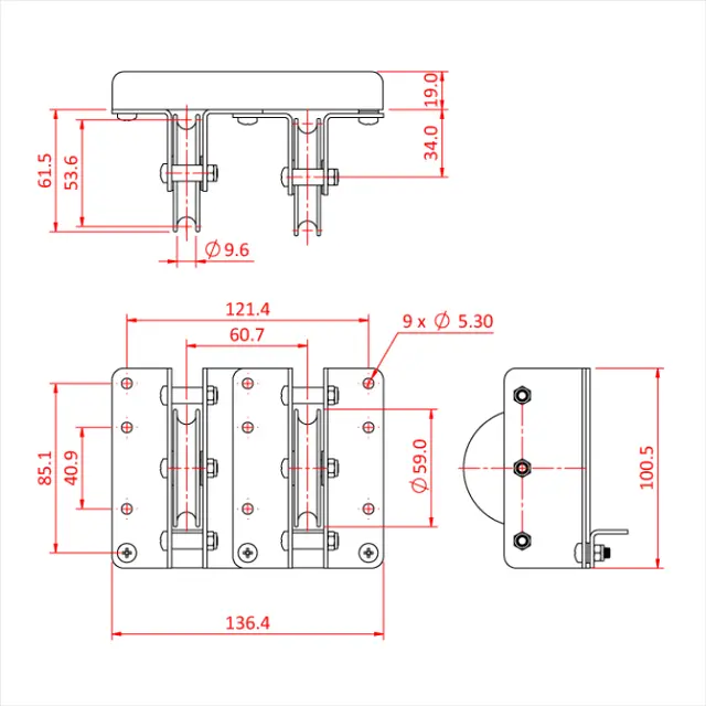 Doughty T63776 TWIN HEAD PULLEY 