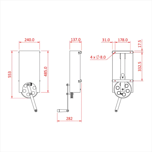 Doughty T63840 TRACK DRIVE - HAND OPERATED - WALL MOUNTED 