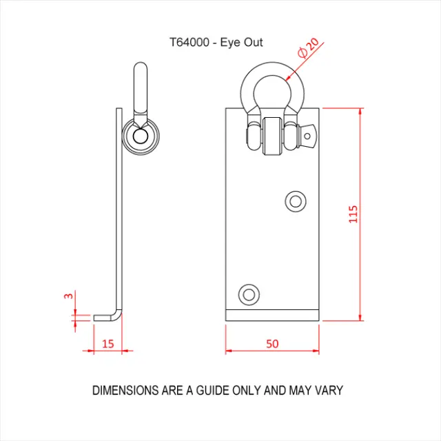 Doughty T64100 SHORT HANGING IRON (Eye in) 