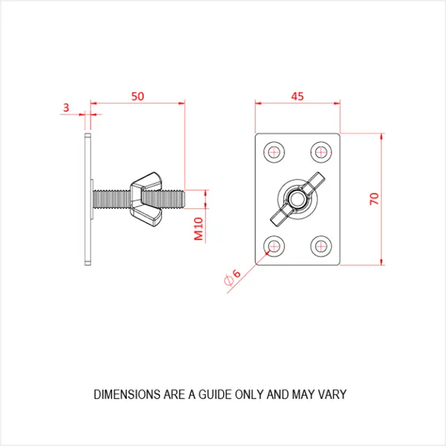 Doughty T64600 STUD PLATE M10 