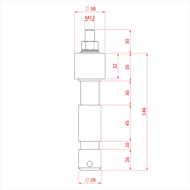Doughty T73000 M10 TV SPIGOT (steel) (EURO Spec.) 