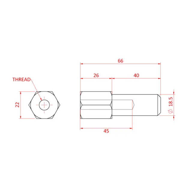 Doughty T73401 STANDARD SPIGOT M10 (steel) 