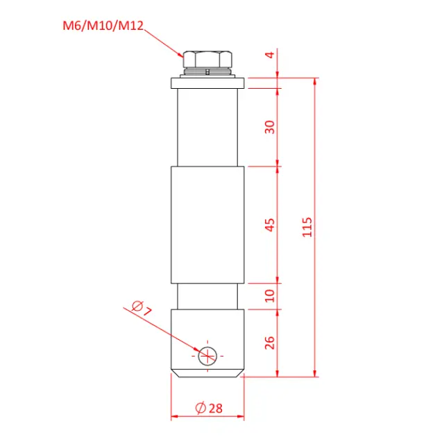 Doughty T74305 M6 FEMALE TV SPIGOT (aluminium) (EURO Spec.) 