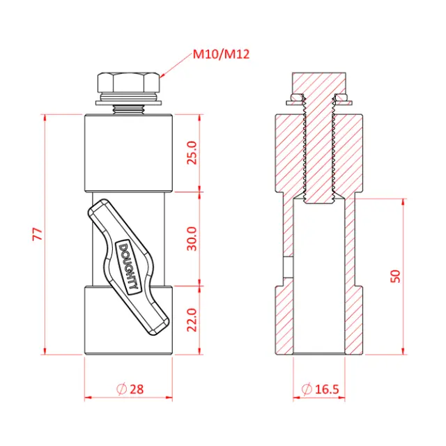 Doughty T74307 REDUCER SPIGOT 28MM X 16MM M10 STEEL 